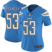 Nike Los Angeles Chargers #53 Mike Pouncey Electric Blue Alternate Women's Stitched NFL Vapor Untouchable Limited Jersey