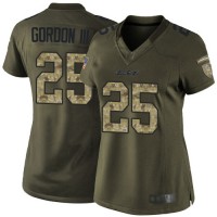 Nike Los Angeles Chargers #25 Melvin Gordon III Green Women's Stitched NFL Limited 2015 Salute to Service Jersey