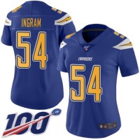 Nike Los Angeles Chargers #54 Melvin Ingram Electric Blue Women's Stitched NFL Limited Rush 100th Season Jersey