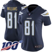 Nike Los Angeles Chargers #81 Mike Williams Navy Blue Team Color Women's Stitched NFL 100th Season Vapor Limited Jersey