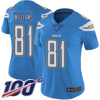 Nike Los Angeles Chargers #81 Mike Williams Electric Blue Alternate Women's Stitched NFL 100th Season Vapor Limited Jersey