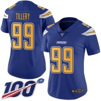 Nike Los Angeles Chargers #99 Jerry Tillery Electric Blue Women's Stitched NFL Limited Rush 100th Season Jersey