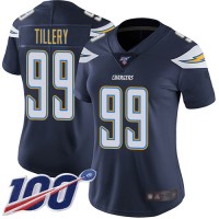 Nike Los Angeles Chargers #99 Jerry Tillery Navy Blue Team Color Women's Stitched NFL 100th Season Vapor Limited Jersey