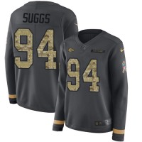 Nike Kansas City Chiefs #94 Terrell Suggs Anthracite Salute to Service Women's Stitched NFL Limited Therma Long Sleeve Jersey