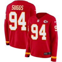Nike Kansas City Chiefs #94 Terrell Suggs Red Team Color Women's Stitched NFL Limited Therma Long Sleeve Jersey
