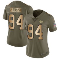 Nike Kansas City Chiefs #94 Terrell Suggs Olive/Gold Women's Stitched NFL Limited 2017 Salute To Service Jersey
