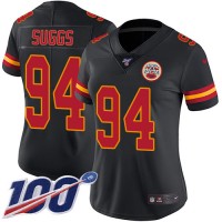 Nike Kansas City Chiefs #94 Terrell Suggs Black Women's Stitched NFL Limited Rush 100th Season Jersey