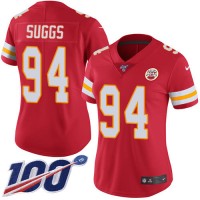 Nike Kansas City Chiefs #94 Terrell Suggs Red Team Color Women's Stitched NFL 100th Season Vapor Untouchable Limited Jersey