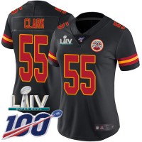 Nike Kansas City Chiefs #55 Frank Clark Black Super Bowl LIV 2020 Women's Stitched NFL Limited Rush 100th Season Jersey