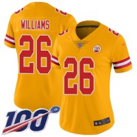 Nike Kansas City Chiefs #26 Damien Williams Gold Women's Stitched NFL Limited Inverted Legend 100th Season Jersey