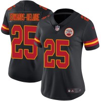 Nike Kansas City Chiefs #25 Clyde Edwards-Helaire Black Women's Stitched NFL Limited Rush Jersey