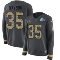 Nike Kansas City Chiefs #35 Jaylen Watson Anthracite Salute to Service Super Bowl LVII Patch Women's Stitched NFL Limited Therma Long Sleeve Jersey