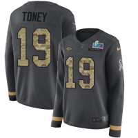 Nike Kansas City Chiefs #19 Kadarius Toney Anthracite Salute to Service Super Bowl LVII Patch Women's Stitched NFL Limited Therma Long Sleeve Jersey