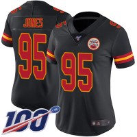 Nike Kansas City Chiefs #95 Chris Jones Black Women's Stitched NFL Limited Rush 100th Season Jersey