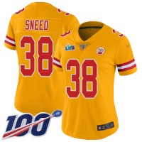 Nike Kansas City Chiefs #38 L'Jarius Sneed Gold Super Bowl LVII Patch Women's Stitched NFL Limited Inverted Legend Jersey