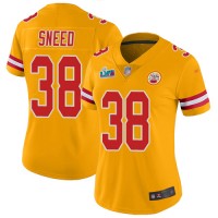 Nike Kansas City Chiefs #38 L'Jarius Sneed Gold Super Bowl LVII Patch Women's Stitched NFL Limited Inverted Legend 100th Season Jersey