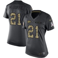 Nike Kansas City Chiefs #21 Trent McDuffie Black Women's Stitched NFL Limited 2016 Salute to Service Jersey