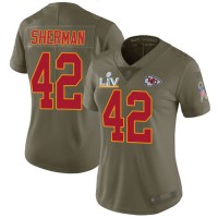 Nike Kansas City Chiefs #42 Anthony Sherman Olive Women's Super Bowl LV Bound Stitched NFL Limited 2017 Salute To Service Jersey