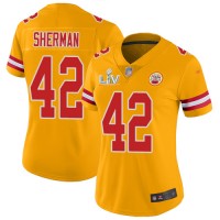 Nike Kansas City Chiefs #42 Anthony Sherman Gold Women's Super Bowl LV Bound Stitched NFL Limited Inverted Legend Jersey