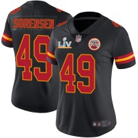 Nike Kansas City Chiefs #49 Daniel Sorensen Black Women's Super Bowl LV Bound Stitched NFL Limited Rush Jersey