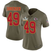 Nike Kansas City Chiefs #49 Daniel Sorensen Olive Women's Super Bowl LV Bound Stitched NFL Limited 2017 Salute To Service Jersey
