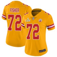 Nike Kansas City Chiefs #72 Eric Fisher Gold Women's Super Bowl LV Bound Stitched NFL Limited Inverted Legend Jersey