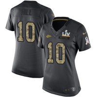 Nike Kansas City Chiefs #10 Tyreek Hill Black Women's Super Bowl LV Bound Stitched NFL Limited 2016 Salute to Service Jersey