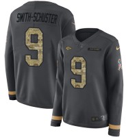 Nike Kansas City Chiefs #9 JuJu Smith-Schuster Anthracite Salute to Service Women's Stitched NFL Limited Therma Long Sleeve Jersey
