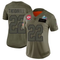 Nike Kansas City Chiefs #22 Juan Thornhill Camo Super Bowl LVII Patch Women's Stitched NFL Limited 2019 Salute To Service Jersey