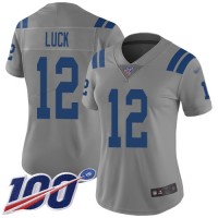 Nike Indianapolis Colts #12 Andrew Luck Gray Women's Stitched NFL Limited Inverted Legend 100th Season Jersey