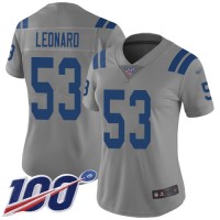 Nike Indianapolis Colts #53 Darius Leonard Gray Women's Stitched NFL Limited Inverted Legend 100th Season Jersey