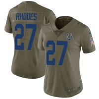 Nike Indianapolis Colts #27 Xavier Rhodes Olive Women's Stitched NFL Limited 2017 Salute To Service Jersey