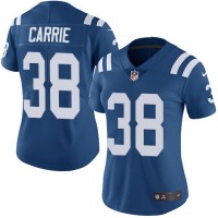 Nike Indianapolis Colts #38 T.J. Carrie Royal Blue Team Color Women's Stitched NFL Vapor Untouchable Limited Jersey