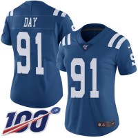 Nike Indianapolis Colts #91 Sheldon Day Royal Blue Women's Stitched NFL Limited Rush 100th Season Jersey