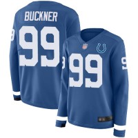 Nike Indianapolis Colts #99 DeForest Buckner Royal Blue Team Color Women's Stitched NFL Limited Therma Long Sleeve Jersey