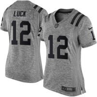 Nike Indianapolis Colts #12 Andrew Luck Gray Women's Stitched NFL Limited Gridiron Gray Jersey