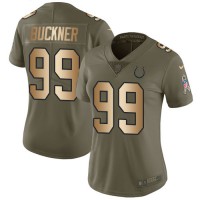 Nike Indianapolis Colts #99 DeForest Buckner Olive/Gold Women's Stitched NFL Limited 2017 Salute To Service Jersey