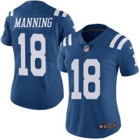Nike Indianapolis Colts #18 Peyton Manning Royal Blue Women's Stitched NFL Limited Rush Jersey