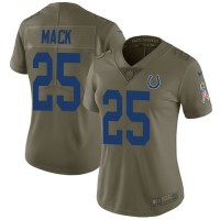 Nike Indianapolis Colts #25 Marlon Mack Olive Women's Stitched NFL Limited 2017 Salute to Service Jersey