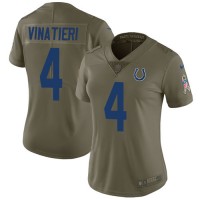 Nike Indianapolis Colts #4 Adam Vinatieri Olive Women's Stitched NFL Limited 2017 Salute to Service Jersey