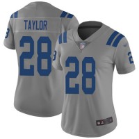 Nike Indianapolis Colts #28 Jonathan Taylor Gray Women's Stitched NFL Limited Inverted Legend Jersey