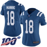 Nike Indianapolis Colts #18 Peyton Manning Royal Blue Team Color Women's Stitched NFL 100th Season Vapor Limited Jersey