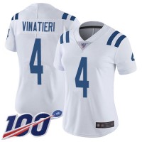 Nike Indianapolis Colts #4 Adam Vinatieri White Women's Stitched NFL 100th Season Vapor Limited Jersey