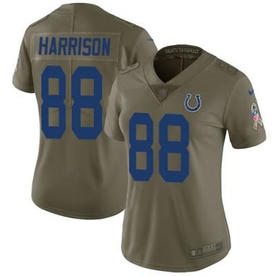 Nike Indianapolis Colts #88 Marvin Harrison Olive Women's Stitched NFL Limited 2017 Salute to Service Jersey