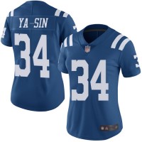 Nike Indianapolis Colts #34 Rock Ya-Sin Royal Blue Women's Stitched NFL Limited Rush Jersey