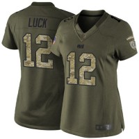 Nike Indianapolis Colts #12 Andrew Luck Green Women's Stitched NFL Limited 2015 Salute to Service Jersey