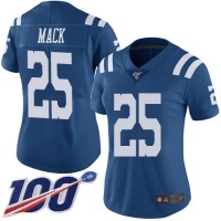Nike Indianapolis Colts #25 Marlon Mack Royal Blue Women's Stitched NFL Limited Rush 100th Season Jersey