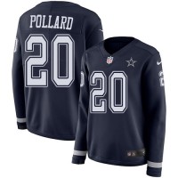Nike Dallas Cowboys #20 Tony Pollard Navy Blue Team Color Women's Stitched NFL Limited Therma Long Sleeve Jersey