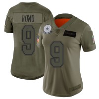 Nike Dallas Cowboys #9 Tony Romo Camo Women's Stitched NFL Limited 2019 Salute to Service Jersey