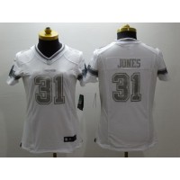 Nike Dallas Cowboys #31 Byron Jones White Women's Stitched NFL Limited Platinum Jersey